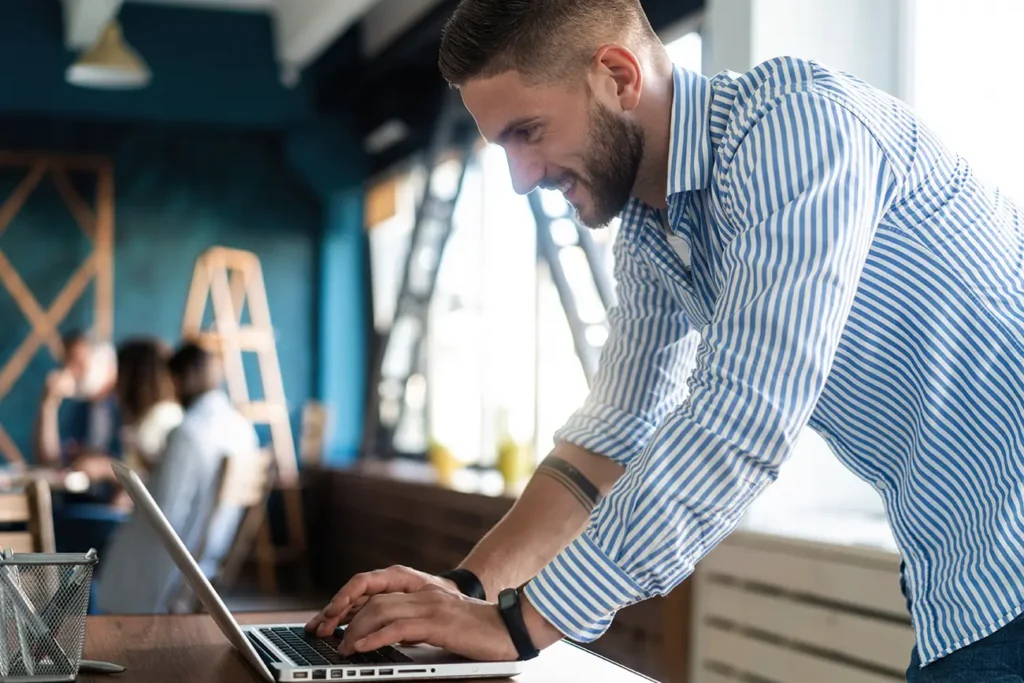 entrepreneur loving the business type he selected